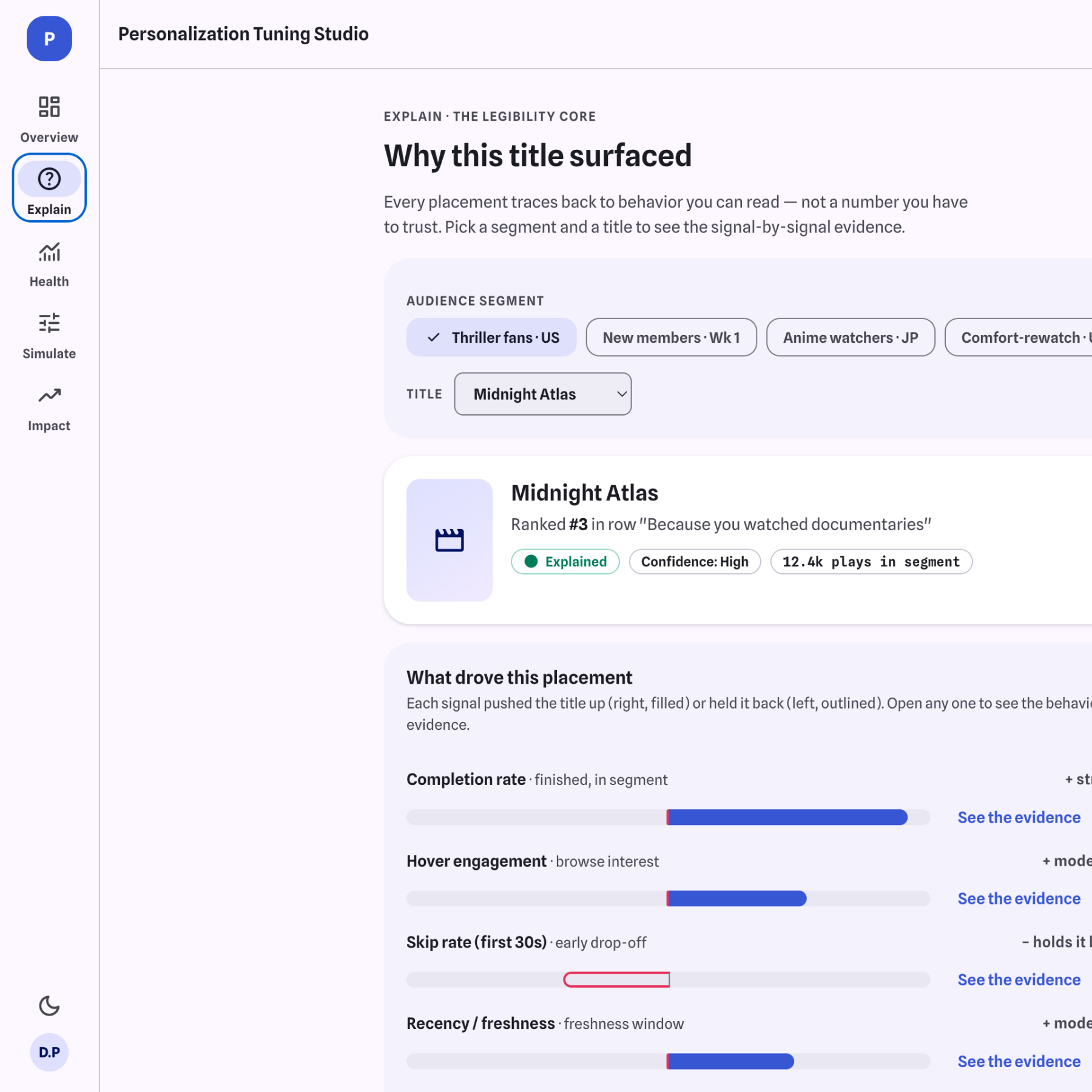 Designing clarity into large-scale personalization systems