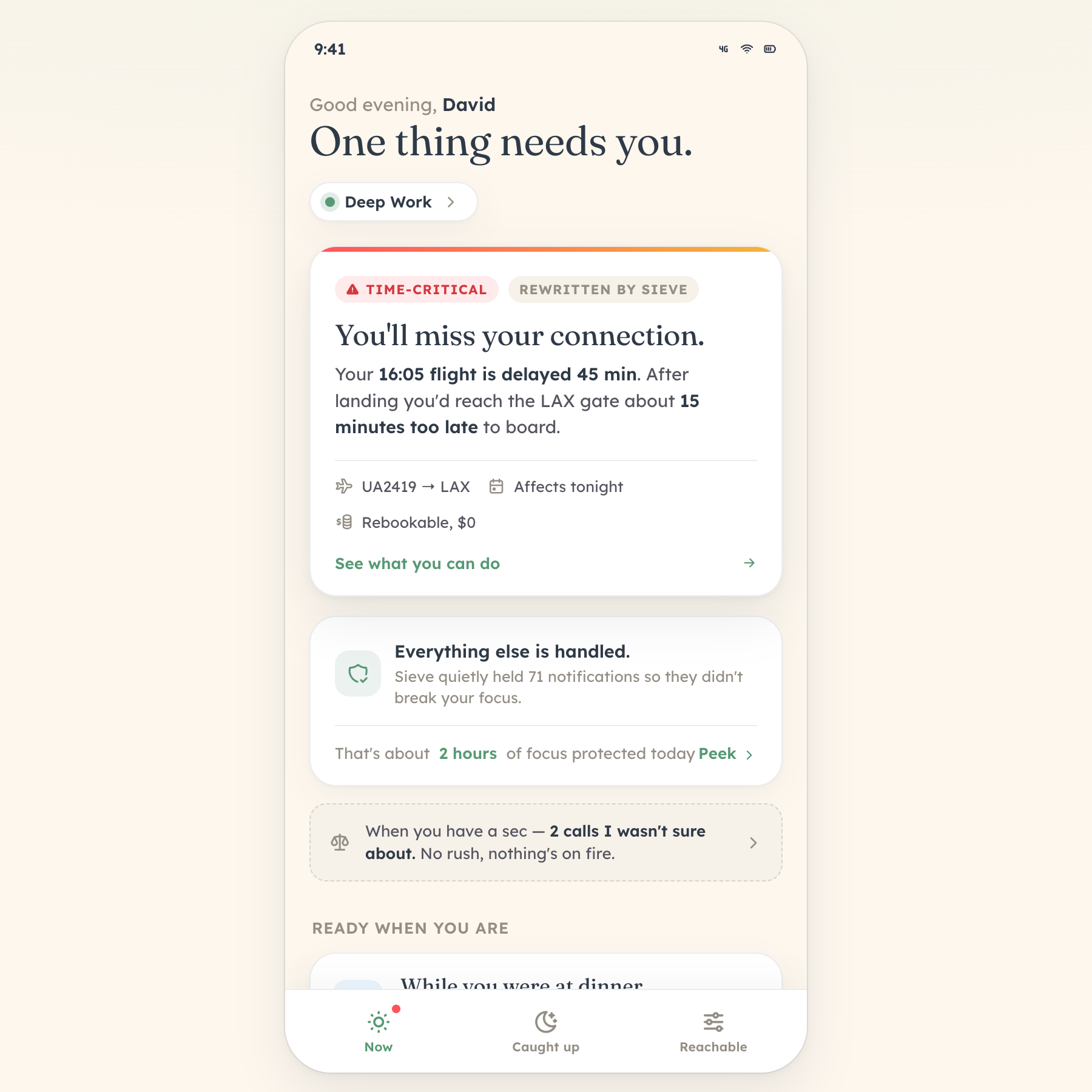 The Contextual Notification Sieve, calm, context aware notifications